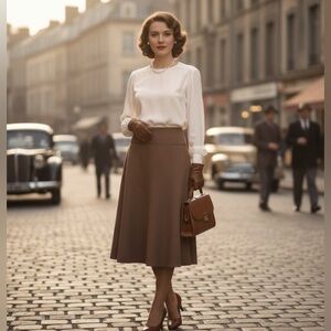 LANA LEE vintage camel skirt size 10 petite